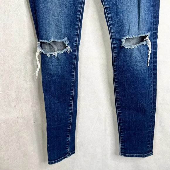 7 For All Mankind Destructed Dark Wash The Skinny Denim Jeans Sz‎ 26 - Picture 5 of 10